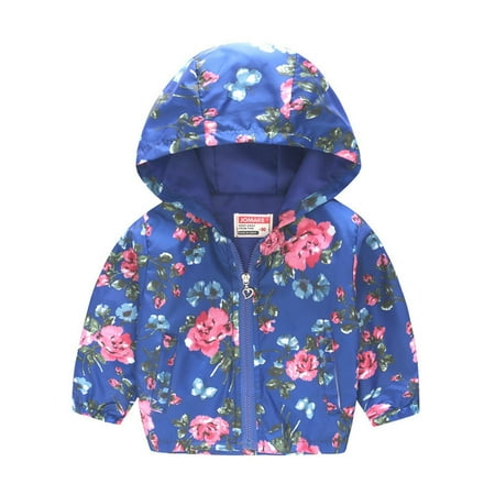 

nsendm Toddler Kids Baby Boys Girls Cartoon Dinosaur Rainbow Camouflage Zip Windproof Jacket Warm Jackets Girls Coat Blue 18-24 Months