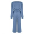 thumbnail image 6 of Oplxuo Women's Oversized Long Sleeve Jumpsuit Chic Off The Shoulder Drawstring Waist Casual One Piece Romper with Pockets, 6 of 7