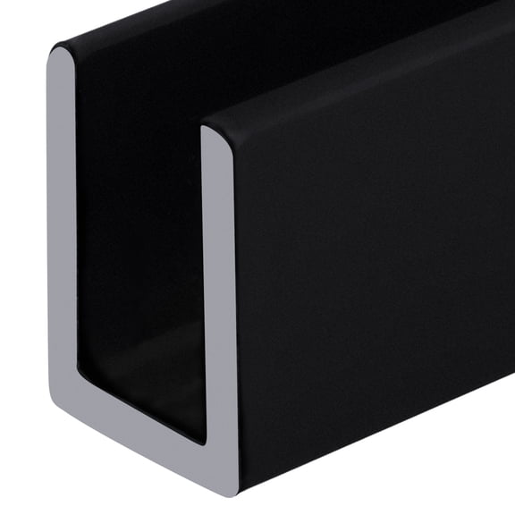 Brixwell SDCD3812MBL-CCP12-XCP25 Matte Black Frameless Shower Door Aluminum Deep U-Channel for 3/8" Thick Glass - 12" Stock Length - pack of 25