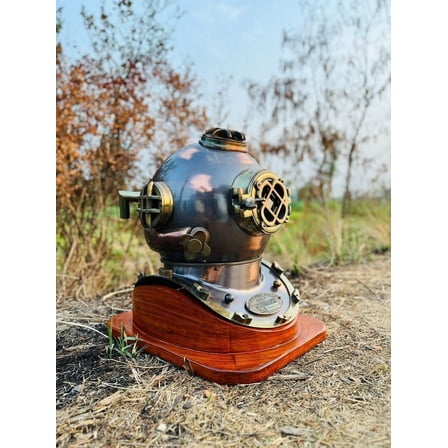 Brown Scuba Diving Helmet Mark V 18" Full Size Antique US Navy Brass Diver's Helmet | Deep Sea Scuba Gift