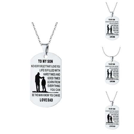 Dad Mom to My Son Inspirational Dog Tag Necklace Birthday Graduation Gifts Military Necklaces