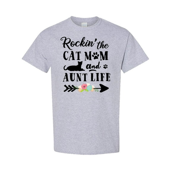 Inktastic Rockin' the Cat Mom and Aunt Life T-Shirt