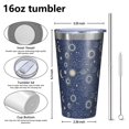 thumbnail image 4 of 16oz Tumblers Dark Blue Celestial Pattern Stainless Steel Vacuum Insulated Double Wall Travel Tumbler Cups Mug with Lid and Straw,Cleaning Brush for Coffee,Tea, 4 of 4