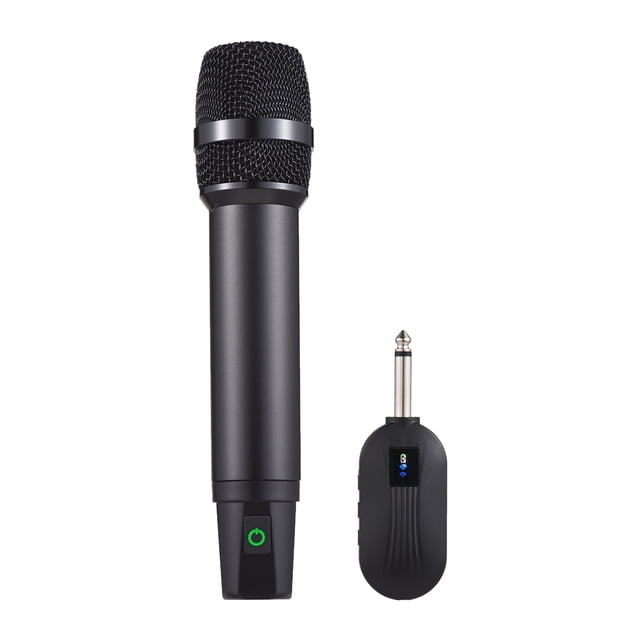 Professional UHF Wireless Microphone System with Handheld Cordless Microphone & Receiver Rechargeable Mic 16 Channels for Video Live Broadcast Interview Singing Party