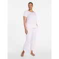 thumbnail image 2 of Joyspun Women's Lightweight Short Sleeve Sleep Tee and Pants Set, 2-Piece, Sizes XS-3X, 2 of 5