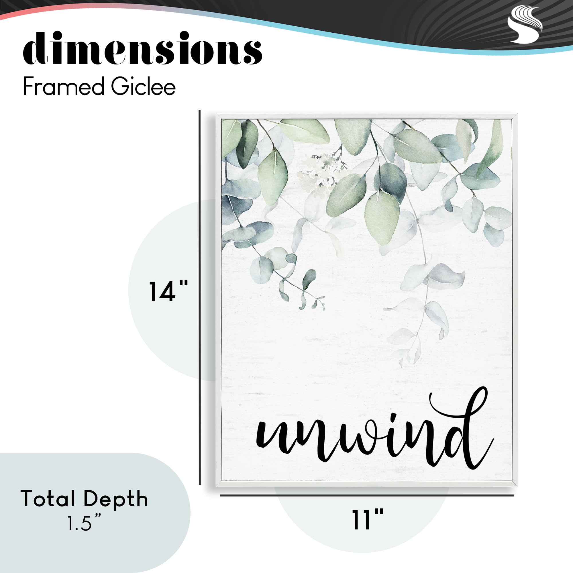Unwind Leafy Herbs White Framed Giclee Art, design by Lettered and Lined