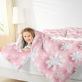thumbnail image 4 of jejeloiu Snowflake Queen Comforter Set,Merry Christmas Bedding Sets,Pink White Bedding Comforter Set For Teens,Luxury Bedroom Decor Reversible,3-Piece, 4 of 8