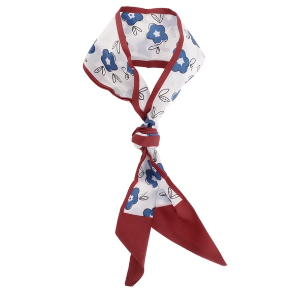 Unique Bargains 1 Pc Scarf Headband Flower Neck Scarf for Women Red White