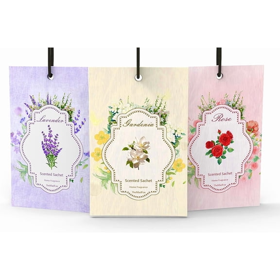 12 Packs Scented Sachets for Drawer and Closet, Long-Lasting Sachet Bags Drawer Deodorizers，Home Fragrance 3 Scents Option- Lavender Rose Gardenia