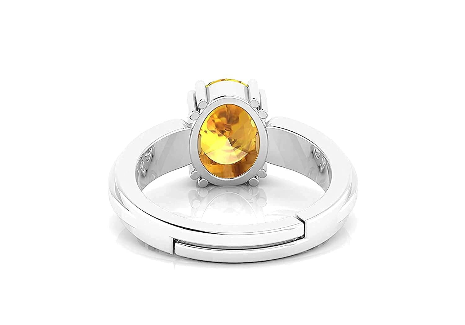 Buy CEYLONMINE Natural Yellow Sapphire silver Ring 100 original certified  stone 6.25 ratti Pukhraj ring Online - Get 73% Off