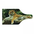 thumbnail image 1 of Tiger Cutting Board, Resting Feline in the Forest on a Large Rock Sublime Carnivore Beast Nature, Decorative Tempered Glass Cutting and Serving Board, Wine Bottle Shape, Multicolor, by Ambesonne, 1 of 1