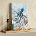 thumbnail image 3 of Ships Next Day Canvas Wall Art 18"x24", Coastal Octopus Wood Framed Canvas Print Painting, Summer Beach Vintage Ocean Coral Ready to Hang Picture Wall Decor for Home Bedroom Living Room Dining, 3 of 9