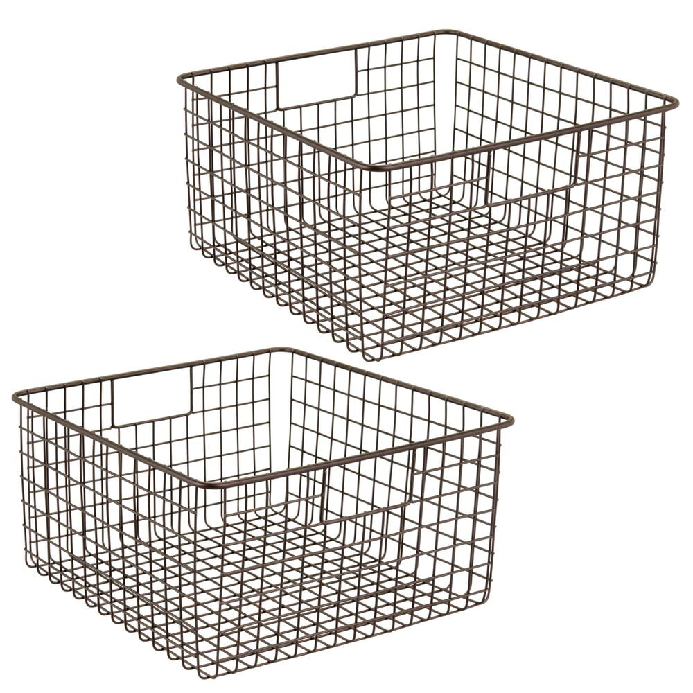 Bronze mDesign Metal Wire Storage Basket Bin with Handles for Closets 2 Pack 