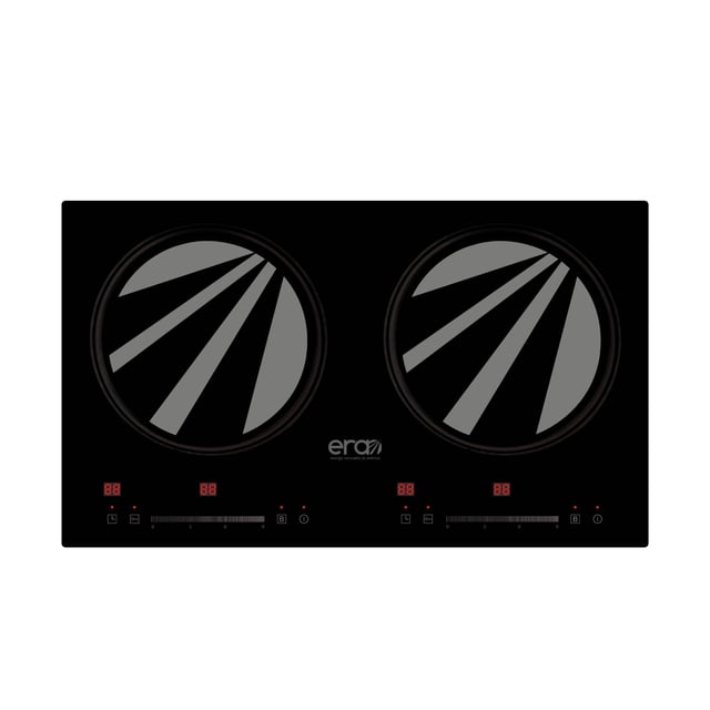 Era Parrilla De Inducción De Mesa LIRA-2-66, 2 Quemadores, 110 V, 66cm x 39 cm, Negro, Diseño moderno y Elegante, Temporizador, Bloqueo de seguridad