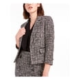 thumbnail image 3 of BAR III Womens Black Pocketed Open Front Tweed Wear To Work Suit Jacket 2, 3 of 4