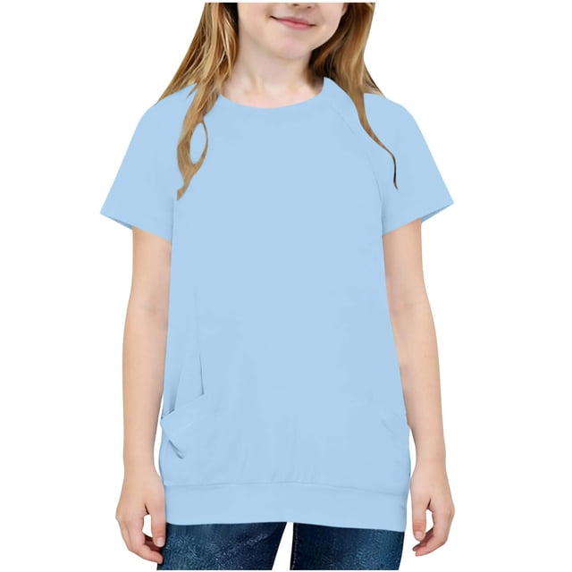Girls Hooded Sweatshirt for Kids Double Pocket Pullover Top Medium Large Size