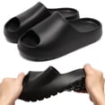 thumbnail image 5 of Yarkasie Unisex House Slide Sandals Indoor Outdoor, Cloud Slides for Women Men, Black Recovery Slides Size 10, 5 of 11