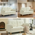 thumbnail image 4 of 65" Chenille Loveseat Sofa, Modern 2-Seater with Armrest Pillows & Side Storage Pockets, Tufted Upholstered Loveseat for Living Room or Bedroom, Beige, 4 of 10