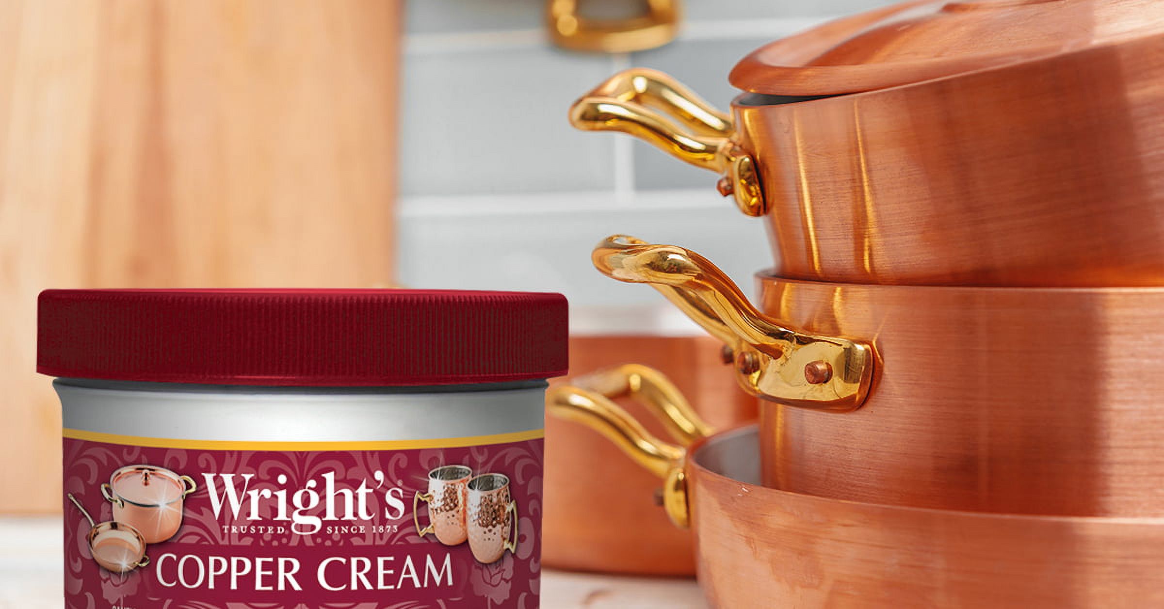 Wright's Copper and Brass Polish and Cleaner Cream- 8 Ounce - 2 Pack