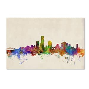 Trademark Fine Art Michael Tompsett Milwaukee Watercolor Skyline Canvas Wall Art - 12x19