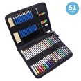 thumbnail image 3 of 51-Piece Premium Art Drawing Kit: 12 Sketching Pencils (2H-8B), 12 Metallic Colored Pencils, 12 Watercolor Pencils, 3 Charcoal Pencils, 6 Compressed Color Sticks, Plus Pencil Extender, Water Brush,, 3 of 7