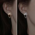 thumbnail image 3 of 1 par de pendientes con forma de mini piedra lunar de imitación, elegantes pendientes con cadena de mariposas incrustadas con diamantes de imitación para mujer, oro blanco, código de producto 62021 Or, 3 of 5