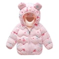 thumbnail image 2 of HOMADLES Boys Puffer Jacket Winter Thermal Hooded Ears Graphic Printing Boys Parka Coat Padded Outwear Pink 6 T, 2 of 6