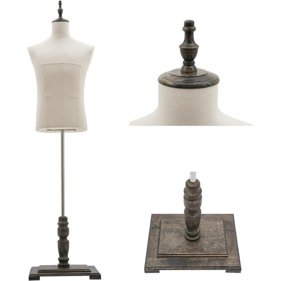 Floor Male Mannequin Model with Adjustable Height, 70 Inch Half Length Model with Stand Detachable Mannequin Dress Form Beige for Clothing Store Sewing Shop