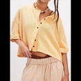 thumbnail image 4 of Suéter Corto con Botones Y2K para Mujer, Cárdigan de Color Liso con Cuello Redondo y Mangas , Top de Punto, Ropa de Calle. Amarillo XL, 4 of 7