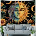 thumbnail image 4 of PRATYUS Sun and Moon Tapestry Psychedelic Mystic Floral Tapestry Hippie Boho Flower Plants Wall Tapestry Vintage Aesthetic Tapestry Wall Hanging for Bedroom Painting, 4 of 6