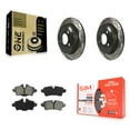 thumbnail image 1 of Transit Auto Rear Coated Drilled Slotted Disc Brake Rotors and Semi-Metallic Pads Kit for Car Mini Cooper KDS-100459, 1 of 11