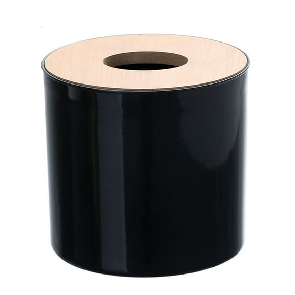 Roll Tissue Box Holder Innovative Modern Concise Large Space Round Tissue Toilet Paper Dispenser for Bedroom, Dinner Table, Office,Kitchen Bathroom Box Cover (Black)