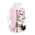 thumbnail image 3 of POLERO Girls Graphic Zip Up Hoodies Sweatshirt with Pockets Kids Hooded Coat Casual Outerwear Cartoon Cats Pink Print 11-13 Years, 3 of 7