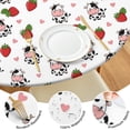 thumbnail image 4 of White Cow Strawberry Heart Pattern Round Fitted Tablecloth with Elastic Edge,Dining Table Cover Waterproof,Outdoor Round Tablecloth for Camping,Dining,Indoor and Outdoor, 4 of 7