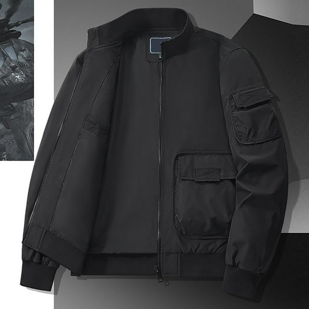 JUUYY Men's Bomber Jackets Fall Winter Cotton Zip Up