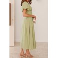 thumbnail image 6 of Women's Sweetheart Neck Puff Sleeve Dress with Ruched Cutout Pockets for Everyday Wear Flattering Fit 100% Cotton, 6 of 28