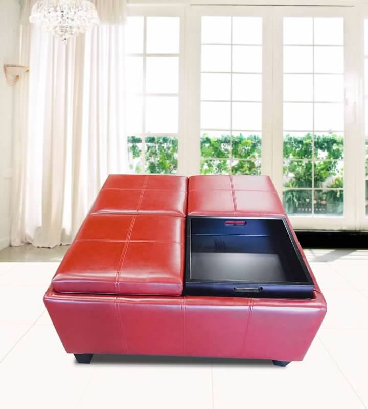 Greatime OS2502 real leather Red Storage Ottoman - Walmart.com