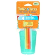 Take & Toss Straw Cups, 10 Oz Toddler Sippy Cups – 4 Pack