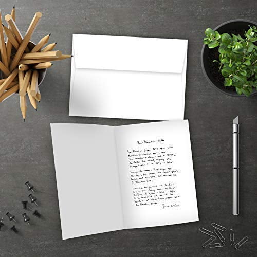 Greeting Cards Set - 5 x 7 Blank White Cardstock and Envelopes Perfect for Business, Invitations, Bridal Shower, Birthday, Interoffice, Invitation Letter, Weddings and All Occasion – Bulk Set of 50