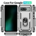 thumbnail image 2 of YEYKX for Google Pixel 8A 6.1-inch Phone Case, Impact Resistant Metal Ring Magnetic Support Kickstand Drop Protector Cover for Google Pixel 8A 6.1-inch,Silver,For Google Pixel 8A, 2 of 7