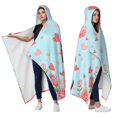 thumbnail image 2 of Pink Roses Dachshund Wearable Blanket Hoodies for Women Men Adults Dachshund Lovers Cozy Soft Cute Heart Dachshunds Hooded Blankets for Couch Bed Decor Valentine's Day Gifts 60x80 Inch, 2 of 5