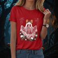thumbnail image 2 of TOWED22 Fall Shirts for Women Halloween Bow Ghost Flower Graphic Tees Spooky Season Tops Cute Autumn Halloween T-Shirt(Red,XL), 2 of 8