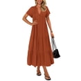 thumbnail image 1 of Vestido de verano KIRUNDO 2025, manga corta, cuello en V, maxi, 1 of 9