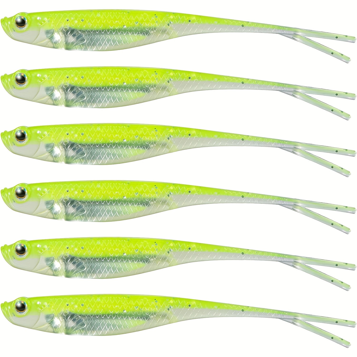 5pcs Artificial Floating Fishing Lure, Bionic Forked Tail Wobbler Soft Bait, Fishing Tackle For Saltwater