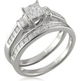 thumbnail image 2 of beryl_creation 925 Sterling Silver 2.55 Ct Princess Cut White Diamond Engagement Wedding Thanksgiving Christmas Bridal Ring Set 14K White Gold Plated For Women's -7.5, 2 of 3