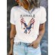 thumbnail image 1 of Flag High Heels & Letter Print Comfy T-Shirt, Round Neck Short Sleeve Sports Tee, Women's Activewear, 1 of 6