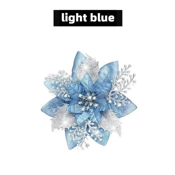 Flor de Navidad Artificial brillante DIY, rosa, oro, azul real, decoración del hogar, regalo de Año Nuevo, suministros para fiestas navideñas, 4,5 cm
