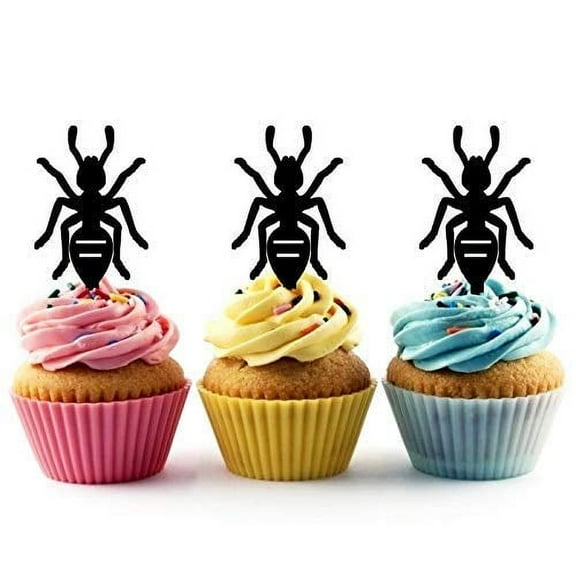 Whimsical Practicality's Ant-Bug-Insect Silhouette Acrylic Cupcake Toppers 12 pcs