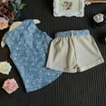 thumbnail image 4 of 2Pcs/Set Kids Baby Girls Summer Suits Cotton Floral Patterns Short Vest +Pants Clothing, 4 of 7