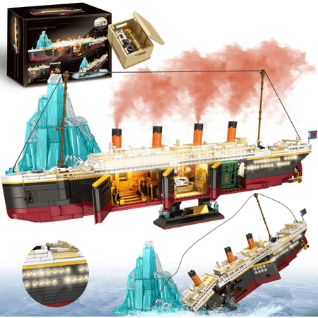 2288PCS Titanic Model Creative Luxury Cruise Ship Set City Boat Building Blocks with Lights Bricks Toys for Children Adult